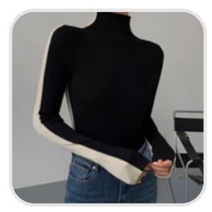 Commense Two Tone Double Sided Long Sleeve Knit Top, size Medium